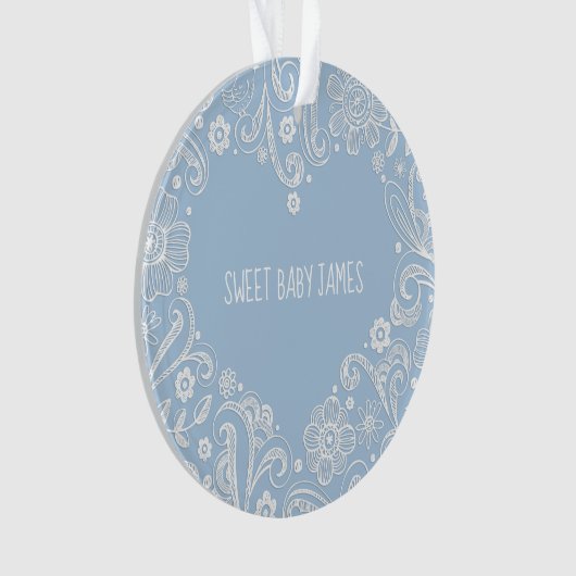 Lief Baby Jongen Naam Geboorte Aankondiging Keepsa Ornament (voorkant)