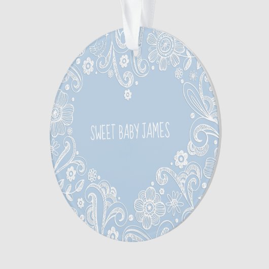 Lief Baby Jongen Naam Geboorte Aankondiging Keepsa Ornament (voorkant)