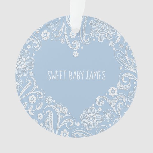 Lief Baby Jongen Naam Geboorte Aankondiging Keepsa Ornament (voorkant)