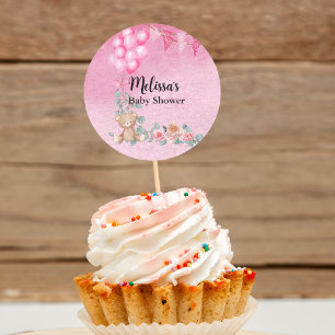Lief Baby Meisje Ballon Eucalyptus Cupcake Topper Ronde Sticker