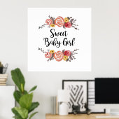 Lief Baby Meisje Bloem Schilderen Baby shower Poster (Thuiskantoor)