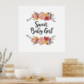 Lief Baby Meisje Bloem Schilderen Baby shower Poster (Keuken)