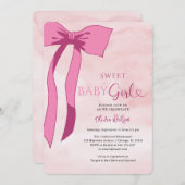 Lief Baby Meisje Blush Roze Bow Baby shower Kaart (Voorkant / Achterkant)