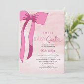 Lief Baby Meisje Blush Roze Bow Baby shower Kaart (Staand voorkant)
