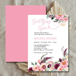 Lief baby meisje boho bordeaux roze blush floral kaart