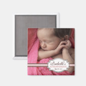 Lief Baby Meisje doopsaai & roze Foto Magneet (Voorkant / Achterkant)