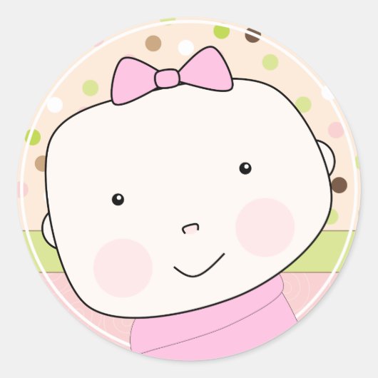 Lief Baby Meisje Gezicht Envelop Seal Ronde Sticker (Voorkant)