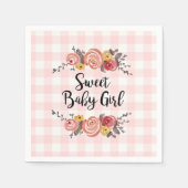 Lief Baby Meisje Gingham Baby shower Servet (Voorkant)