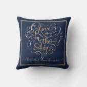 Lief Baby Meisje Navy Roze Gouden Script Typografi Kussen (Achterkant)