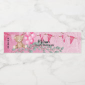 Lief Baby Meisje Roze Ballon Eucalyptus Custom Waterfles Etiket (Enkel label)