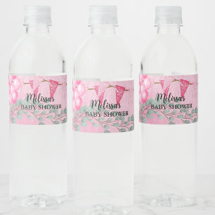 Lief Baby Meisje Roze Ballon Eucalyptus Custom Waterfles Etiket