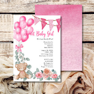 Lief Baby Meisje Roze Ballon Groen Baby shower Kaart