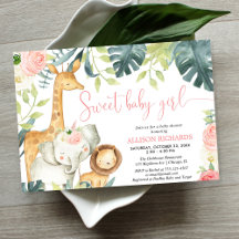 Lief baby meisje safari oerwoud dieren baby shower