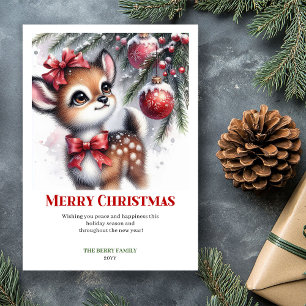 Lief Baby Ree Geboorte Kerst Scene Waterverf Kaart