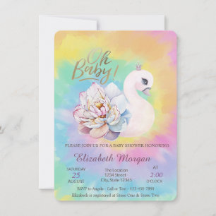 Lief baby zwanen-tie-dye baby shower kaart
