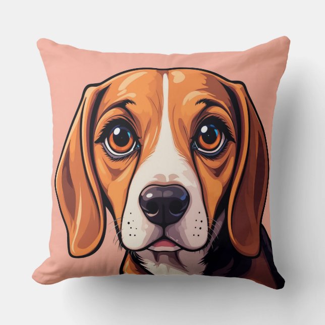 Lief Beagle Portret 🐾💛 Knus Cute Huisdier Ontwer Kussen (Voorkant)