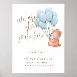 Lief Beer Baby shower Blauw Ballon Welkomstbord Poster