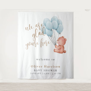 Lief Beer Baby shower Blauw Ballon Welkomstbord Wandkleed