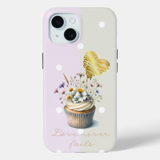 Lief Bijbel Mauve Grijs Stip Bloem Cupcake Hart Case-Mate iPhone Case (Achterkant)