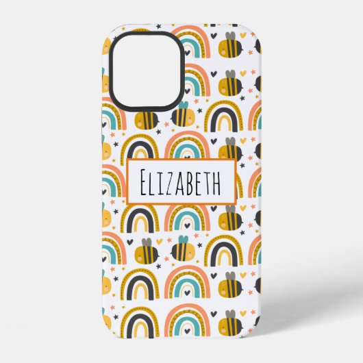 Lief Bijenkorfje en Regenboog Patroon iPhone Hoesje (Achterkant)