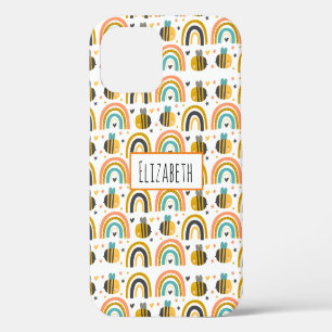 Lief Bijenkorfje en Regenboog Patroon iPhone 12 Hoesje