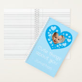 Lief blauw hart babyspullen fotolijstje aandenken notitieboek (Binnen)