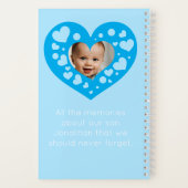 Lief blauw hart babyspullen fotolijstje aandenken notitieboek (Achterkant)