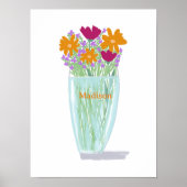 Lief  Bloemen +Custom Naam Poster (Voorkant)