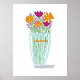 Lief  Bloemen +Custom Naam Poster