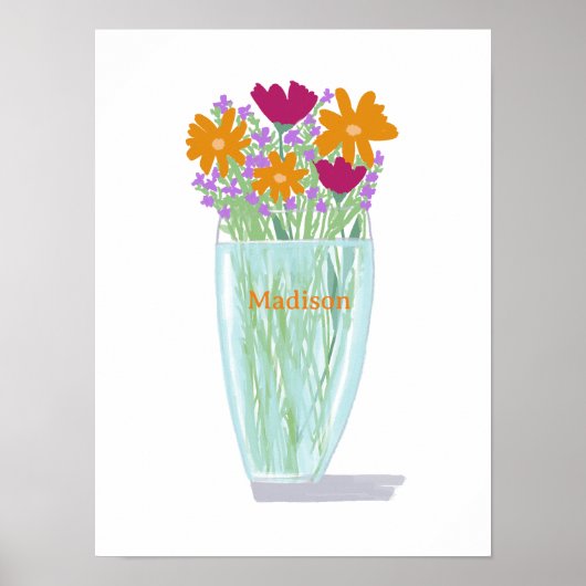 Lief  Bloemen +Custom Naam Poster (Voorkant)