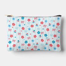 Lief Bloemmotief met Blauwe en Rode Strik Patrioti