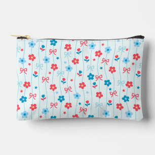 Lief Bloemmotief met Blauwe en Rode Strik Patrioti Etui