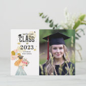 Lief blond meisje Waterverf Afstuderen servetten Kaart (Staand voorkant)