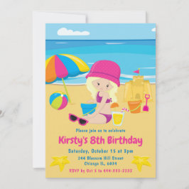 Lief Blond Meisje Zomer Strand Verjaardag Kaart