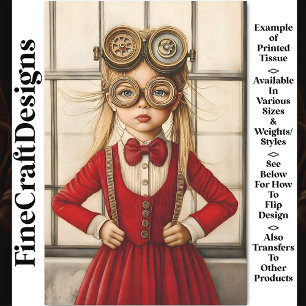 Lief Blond Steampunk Meisje In Rode Y2 Decoupage Tissuepapier