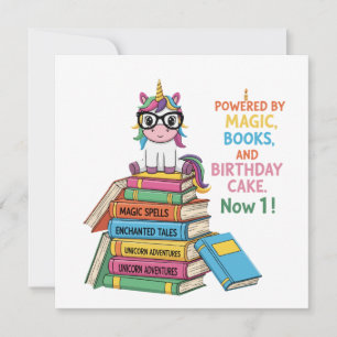 Lief Boekenwurm Eenhoorn 1e Verjaardag   Magische  Kaart