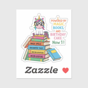 Lief Boekenwurmpje Eenhoorn 1e Verjaardag   Magisc Sticker