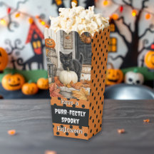 Lief boerderijhuis zwart kat en pompoen Halloween