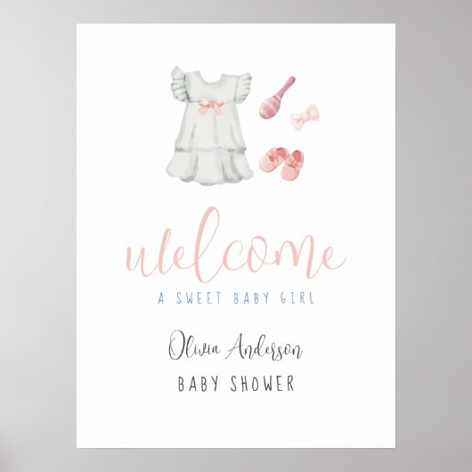 Lief Boho Meisje Outfit Baby shower Welkomstbord Poster (Voorkant)