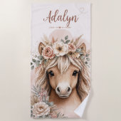 Lief Boho Meisjes Paard Cadeau Strandlaken (Voorkant)