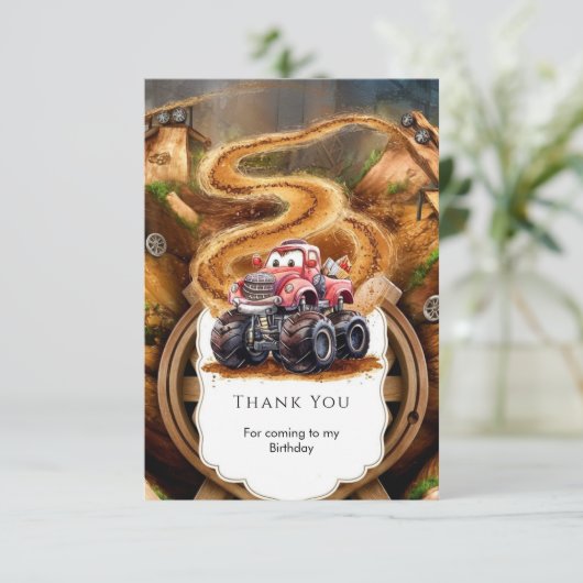 Lief Boho Monstertruck Verjaardag Bedankkaart (Staand voorkant)