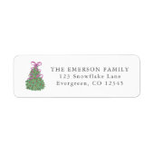 Lief Bow Kerstboom Retouradres sticker (Voorkant)