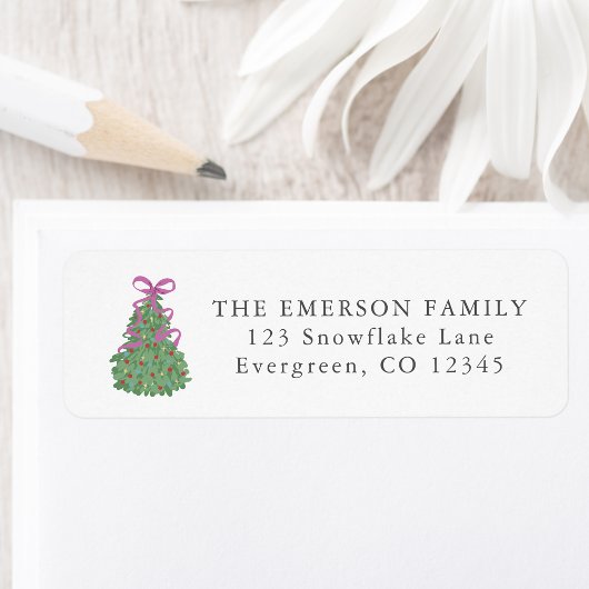 Lief Bow Kerstboom Retouradres sticker