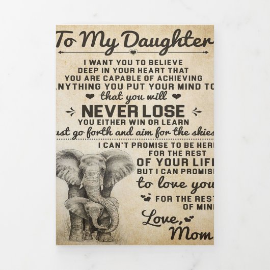 Lief brief aan dochter | Prachtig geschenk Drieluik Aankondiging (Cover)