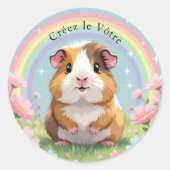 Lief bruin-wit cavia-stickeretje ronde sticker (Voorkant)