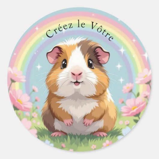 Lief bruin-wit cavia-stickeretje ronde sticker (Voorkant)