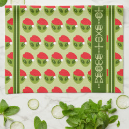 Lief buitenaards wezen in kerstmanhoed motief uw t theedoek