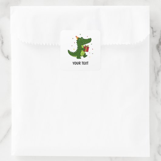 Lief Cadeaukrokodil Vierkante Sticker (Tas)