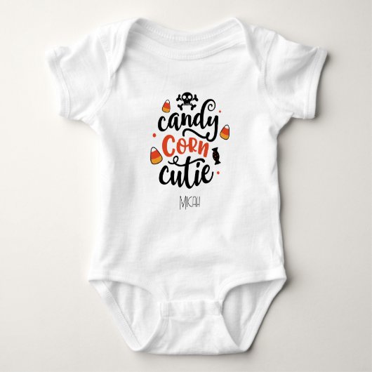 Lief "Candy Corn Cutie" Monogram Naam Romper (Voorkant)