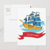 Lief cartoonpiratenschip Aangepaste tekst Briefkaart (Voorkant / Achterkant)